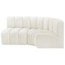 Meridian Arc Cream Velvet 3 pc Modular Sectional IMAGE 6