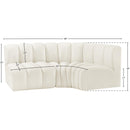 Meridian Arc Cream Velvet 3 pc Modular Sectional IMAGE 9