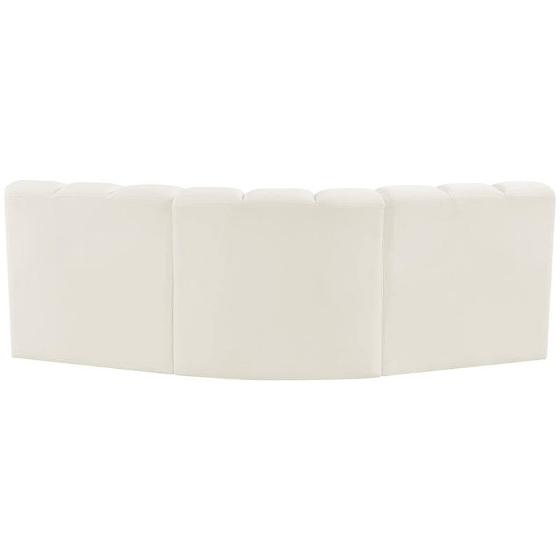 Meridian Arc Cream Velvet 3 pc Modular Sectional IMAGE 3