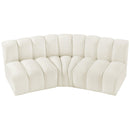 Meridian Arc Cream Velvet 3 pc Modular Sectional IMAGE 4
