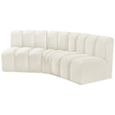 Meridian Arc Cream Velvet 3 pc Modular Sectional IMAGE 6