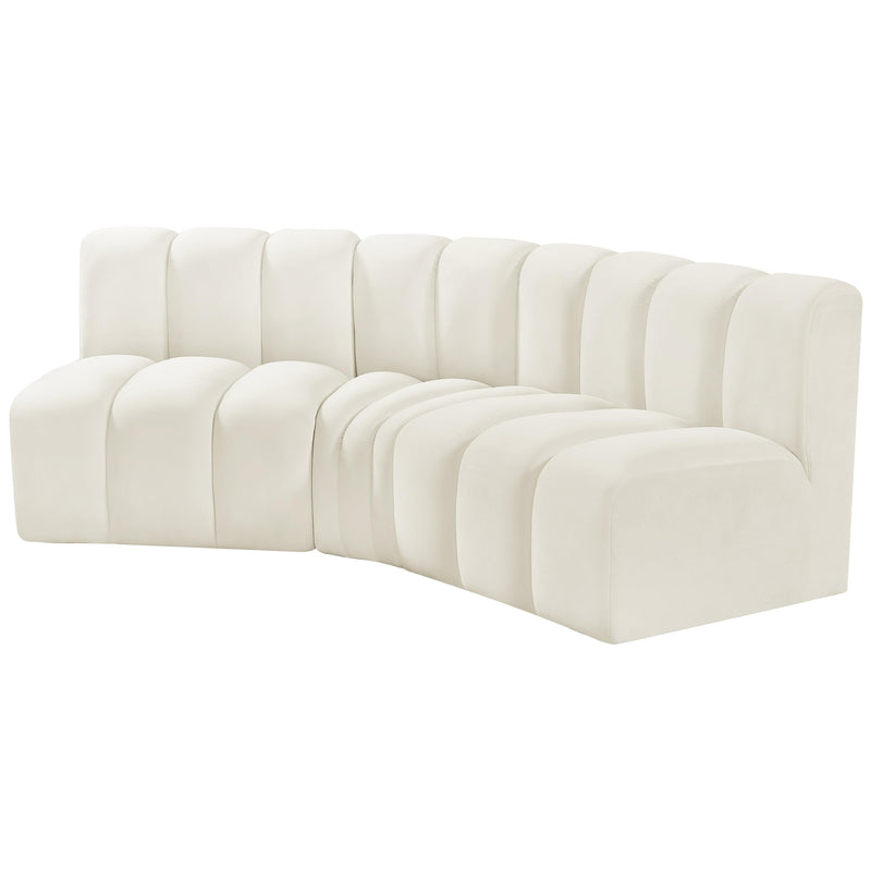 Meridian Arc Cream Velvet 3 pc Modular Sectional IMAGE 6