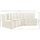 Meridian Arc Cream Velvet 3 pc Modular Sectional IMAGE 9