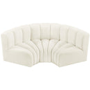 Meridian Arc Cream Velvet 3 pc Modular Sectional IMAGE 4