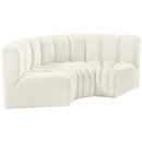 Meridian Arc Cream Velvet 3 pc Modular Sectional IMAGE 5