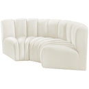 Meridian Arc Cream Velvet 3 pc Modular Sectional IMAGE 6