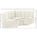 Meridian Arc Cream Velvet 3 pc Modular Sectional IMAGE 8