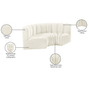 Meridian Arc Cream Velvet 3 pc Modular Sectional IMAGE 9
