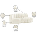 Meridian Arc Cream Velvet 3 pc Modular Sectional IMAGE 10