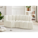 Meridian Arc Cream Velvet 3 pc Modular Sectional IMAGE 2