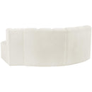 Meridian Arc Cream Velvet 3 pc Modular Sectional IMAGE 3