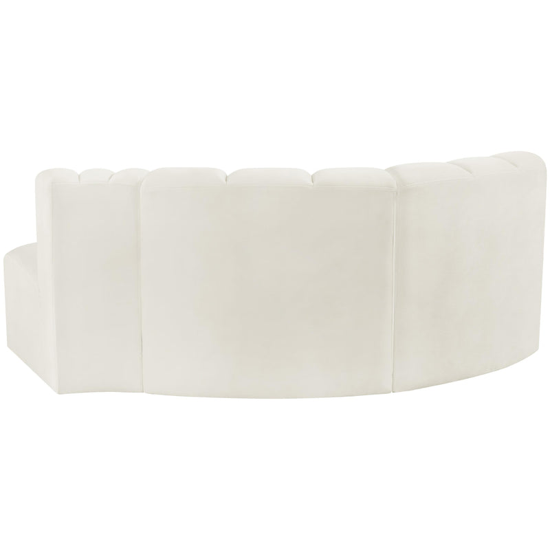 Meridian Arc Cream Velvet 3 pc Modular Sectional IMAGE 3