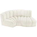 Meridian Arc Cream Velvet 3 pc Modular Sectional IMAGE 4