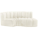 Meridian Arc Cream Velvet 3 pc Modular Sectional IMAGE 5