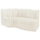 Meridian Arc Cream Velvet 3 pc Modular Sectional IMAGE 6