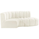 Meridian Arc Cream Velvet 3 pc Modular Sectional IMAGE 8