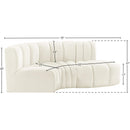 Meridian Arc Cream Velvet 3 pc Modular Sectional IMAGE 9