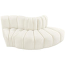 Meridian Arc Cream Velvet 3 pc Modular Sectional IMAGE 4