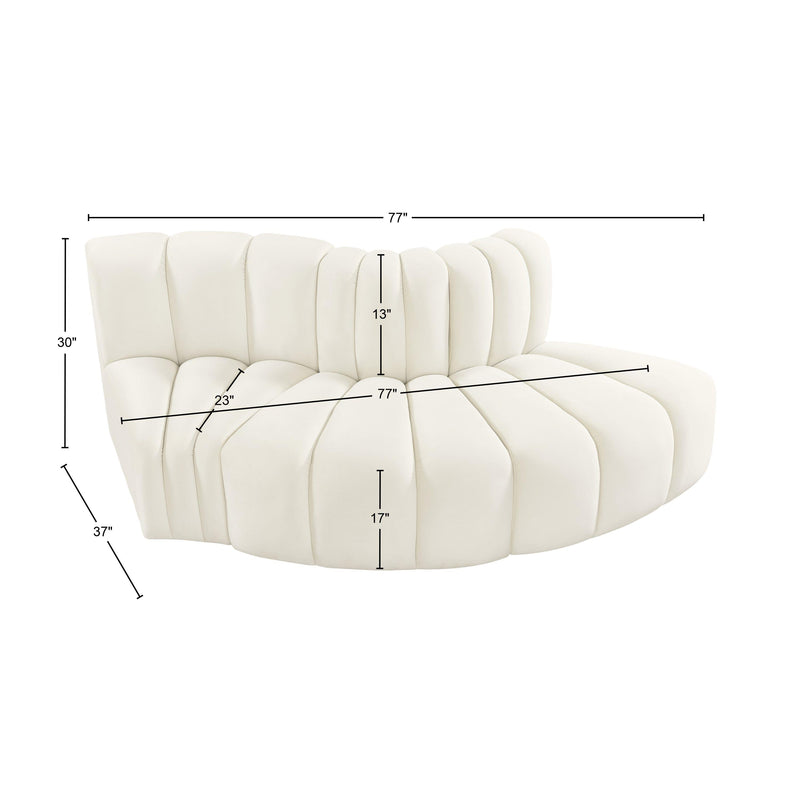 Meridian Arc Cream Velvet 3 pc Modular Sectional IMAGE 9