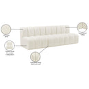 Meridian Arc Cream Velvet 3 pc Modular Sectional IMAGE 10