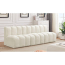 Meridian Arc Cream Velvet 3 pc Modular Sectional IMAGE 2