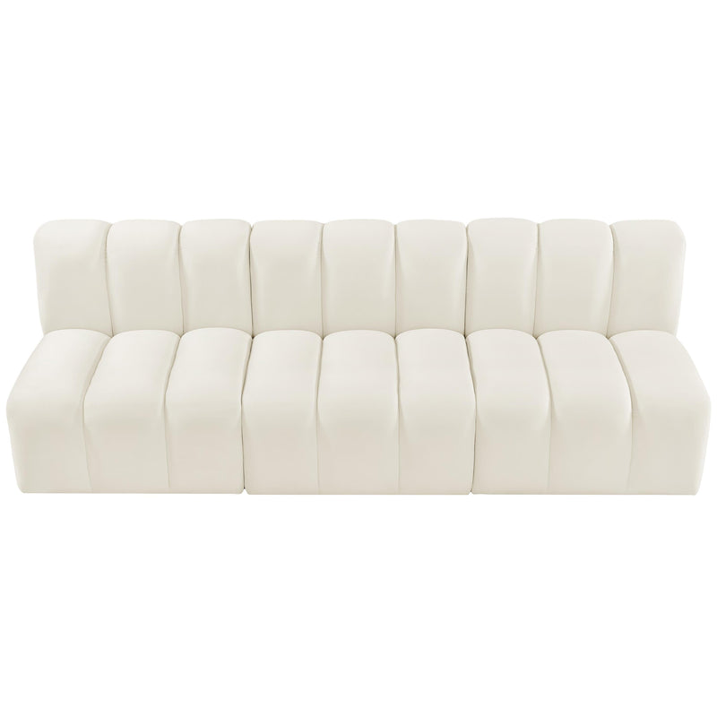 Meridian Arc Cream Velvet 3 pc Modular Sectional IMAGE 4