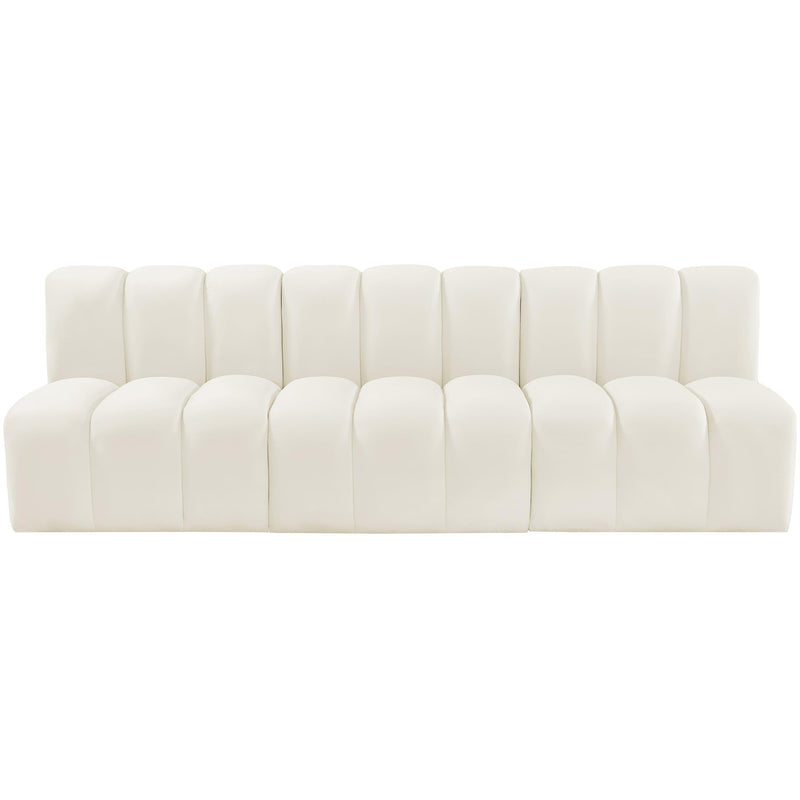 Meridian Arc Cream Velvet 3 pc Modular Sectional IMAGE 6