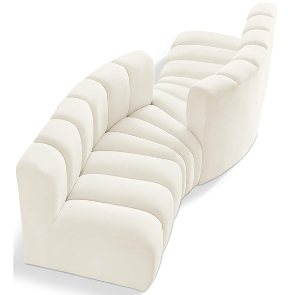 Meridian Arc Cream Velvet 4 pc Modular Sectional IMAGE 1