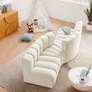 Meridian Arc Cream Velvet 4 pc Modular Sectional IMAGE 2