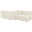 Meridian Arc Cream Velvet 4 pc Modular Sectional IMAGE 3
