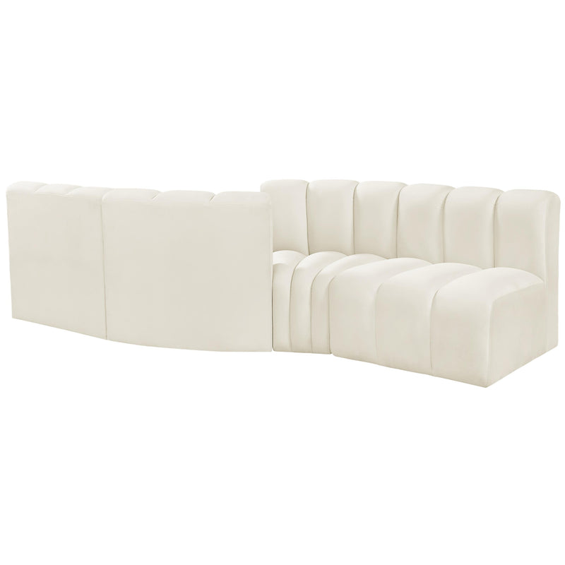 Meridian Arc Cream Velvet 4 pc Modular Sectional IMAGE 3