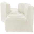Meridian Arc Cream Velvet 4 pc Modular Sectional IMAGE 5