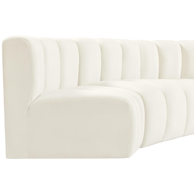 Meridian Arc Cream Velvet 4 pc Modular Sectional IMAGE 7