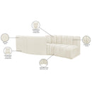 Meridian Arc Cream Velvet 4 pc Modular Sectional IMAGE 9
