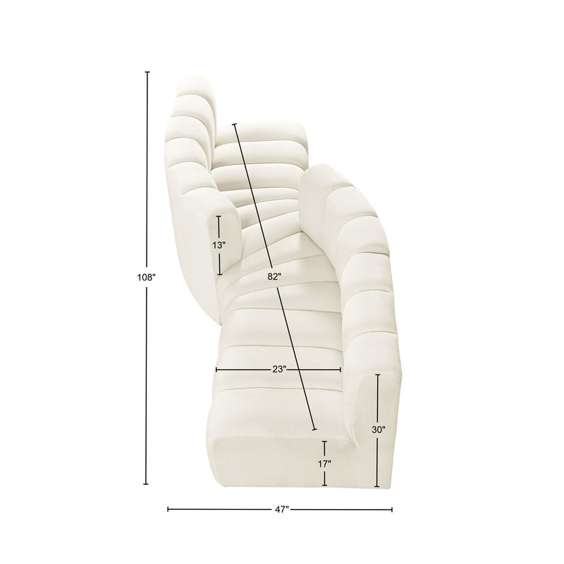 Meridian Arc Cream Velvet 4 pc Modular Sectional IMAGE 9