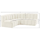 Meridian Arc Cream Velvet 4 pc Modular Sectional IMAGE 10