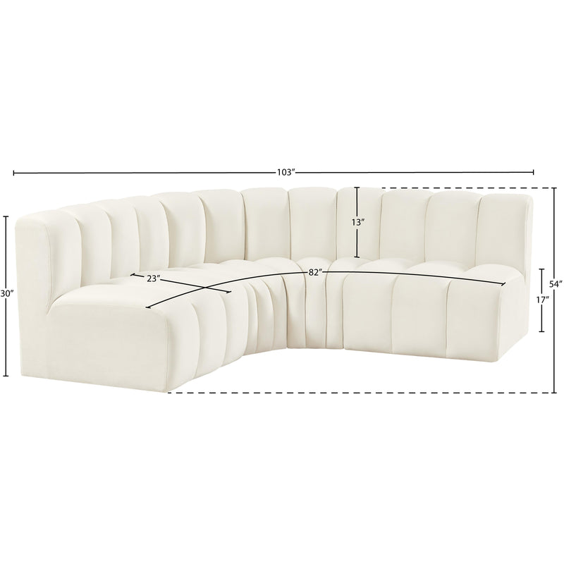 Meridian Arc Cream Velvet 4 pc Modular Sectional IMAGE 10