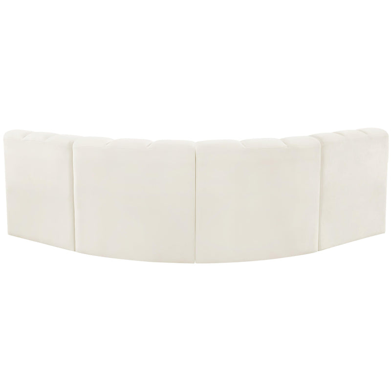 Meridian Arc Cream Velvet 4 pc Modular Sectional IMAGE 3