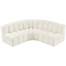 Meridian Arc Cream Velvet 4 pc Modular Sectional IMAGE 4
