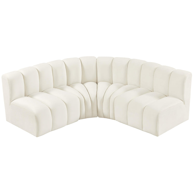 Meridian Arc Cream Velvet 4 pc Modular Sectional IMAGE 4
