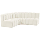 Meridian Arc Cream Velvet 4 pc Modular Sectional IMAGE 5