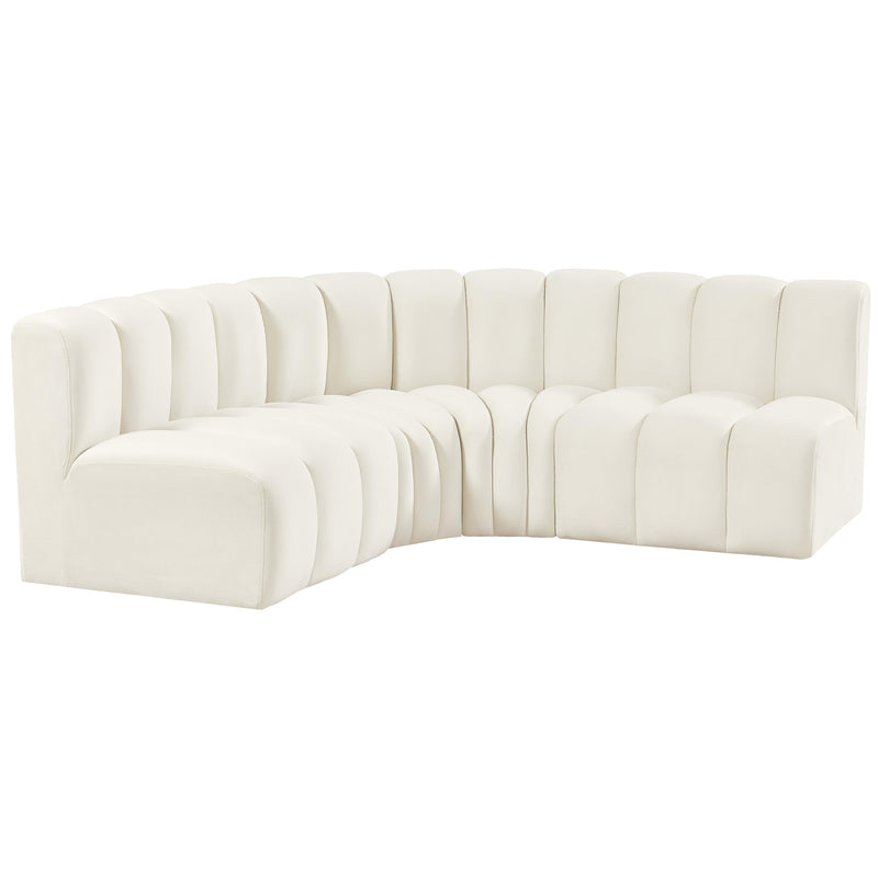 Meridian Arc Cream Velvet 4 pc Modular Sectional IMAGE 5