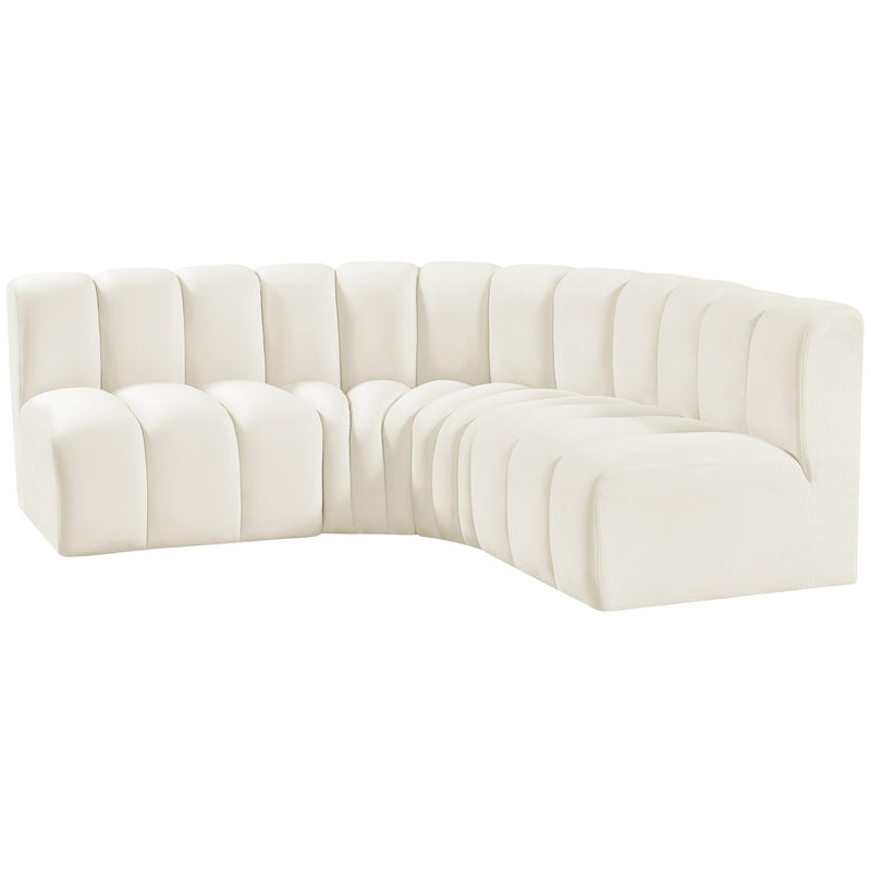Meridian Arc Cream Velvet 4 pc Modular Sectional IMAGE 6