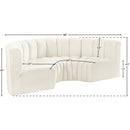 Meridian Arc Cream Velvet 4 pc Modular Sectional IMAGE 10