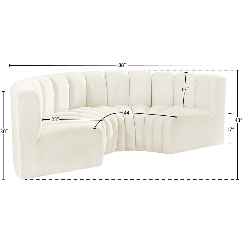 Meridian Arc Cream Velvet 4 pc Modular Sectional IMAGE 10