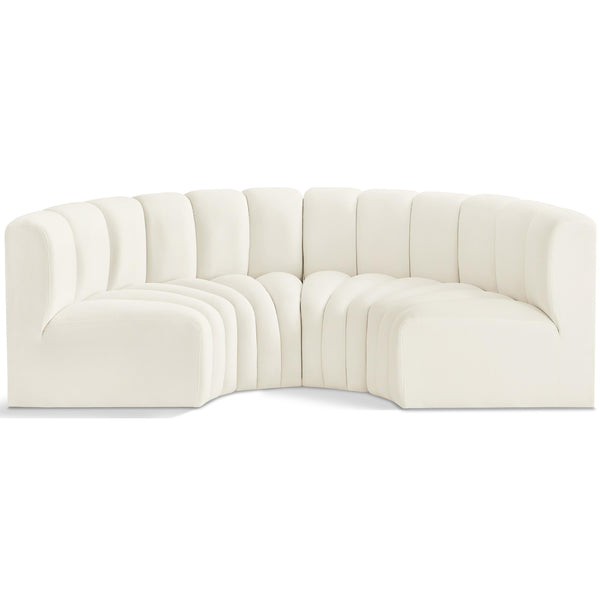 Meridian Arc Cream Velvet 4 pc Modular Sectional IMAGE 1