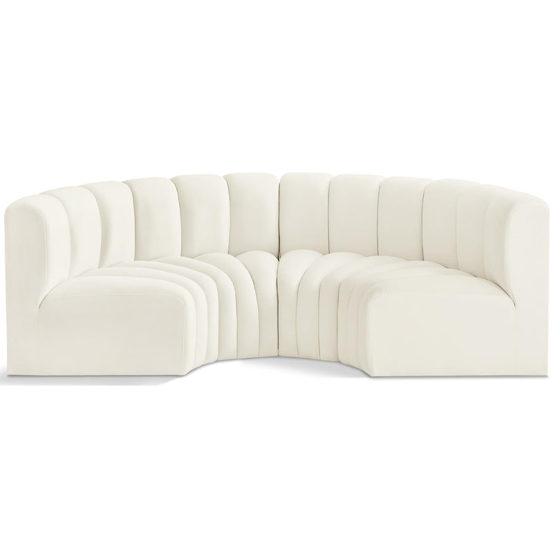 Meridian Arc Cream Velvet 4 pc Modular Sectional IMAGE 1