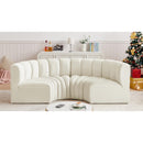 Meridian Arc Cream Velvet 4 pc Modular Sectional IMAGE 2