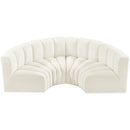 Meridian Arc Cream Velvet 4 pc Modular Sectional IMAGE 4
