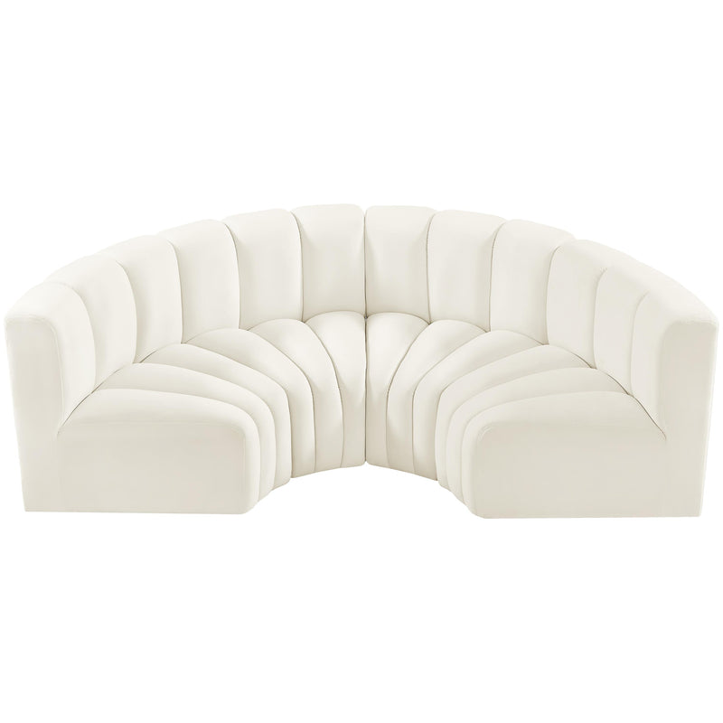 Meridian Arc Cream Velvet 4 pc Modular Sectional IMAGE 4